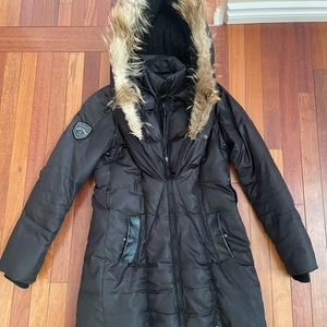 Rudsak down coat size M black. Good condition.  Fur trim on hood is raccoon.